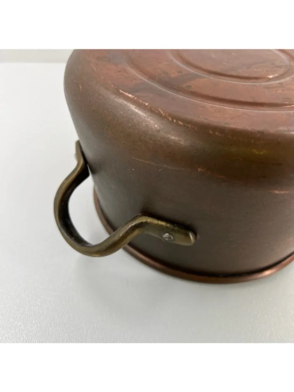 Vintage Solid Copper Saucepan Tin Lined Brass Long & Helper Handle Pot